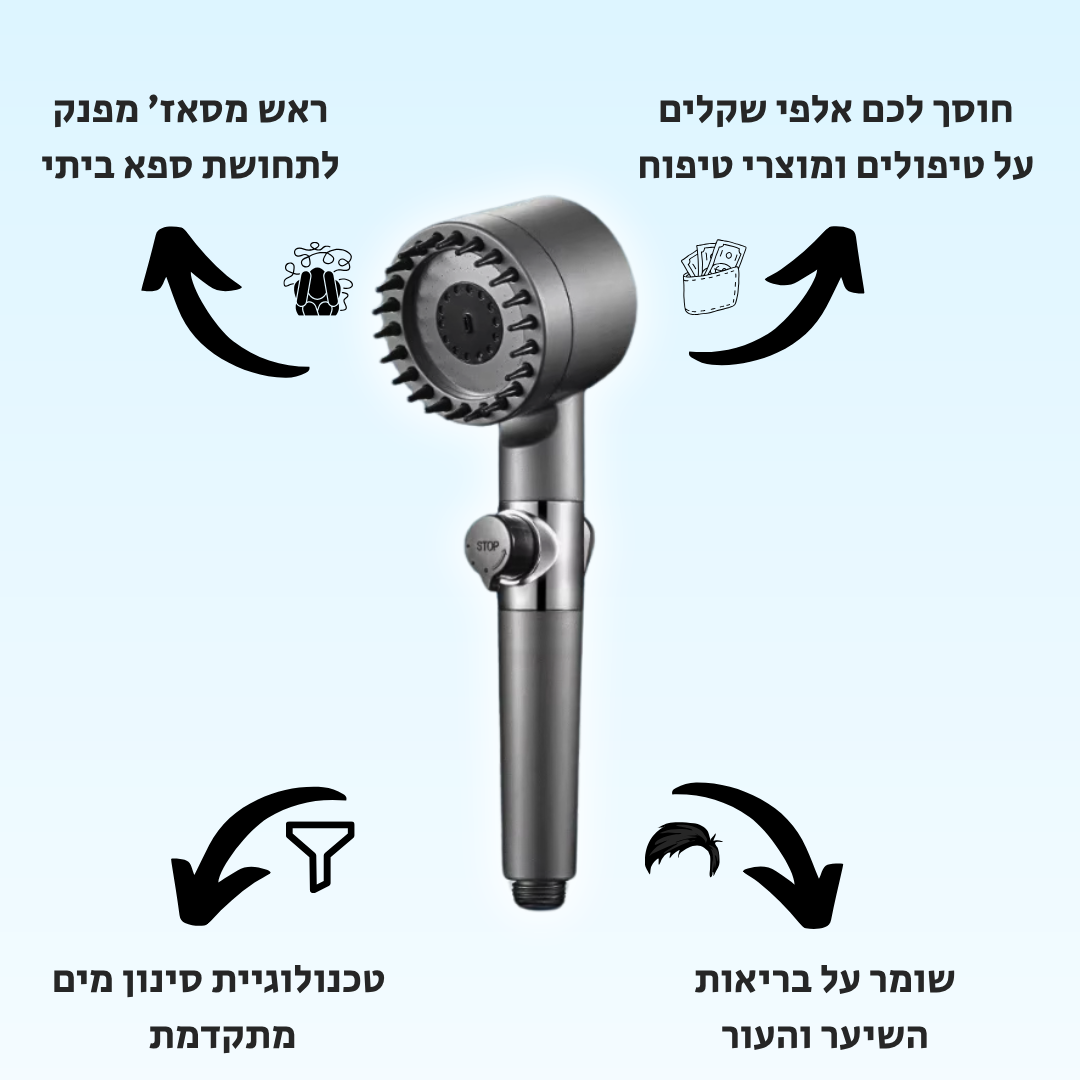 ™PureMist - ראש מקלחת עם מסנן לעור ושיער בריאים