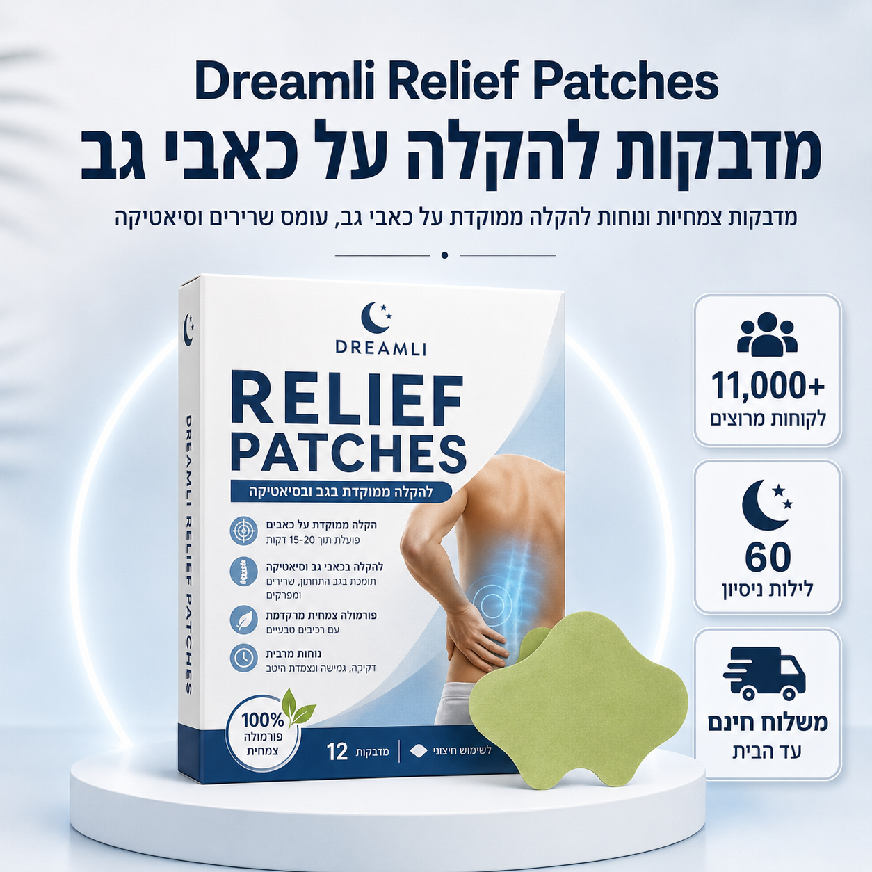 מדבקות להקלה על כאבי גב וסיאטיקה